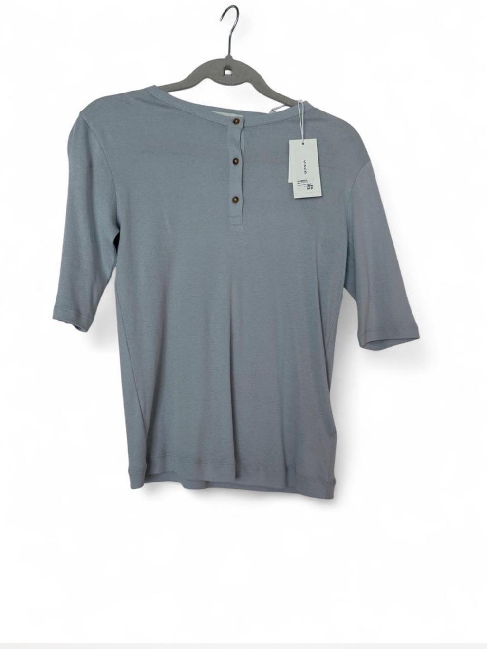 Vince WoMen's Heather Grey Short-Sleeve Henley Shirt